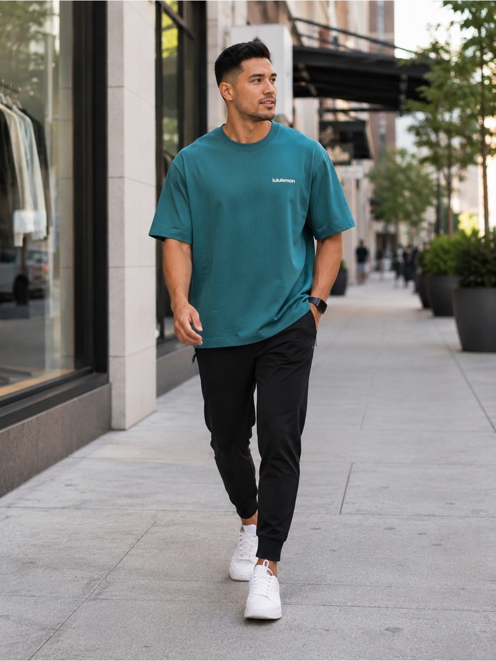 NWT Lululemon Heavyweight Cotton Jersey T Shirt Wordmark Dark Marlin L
